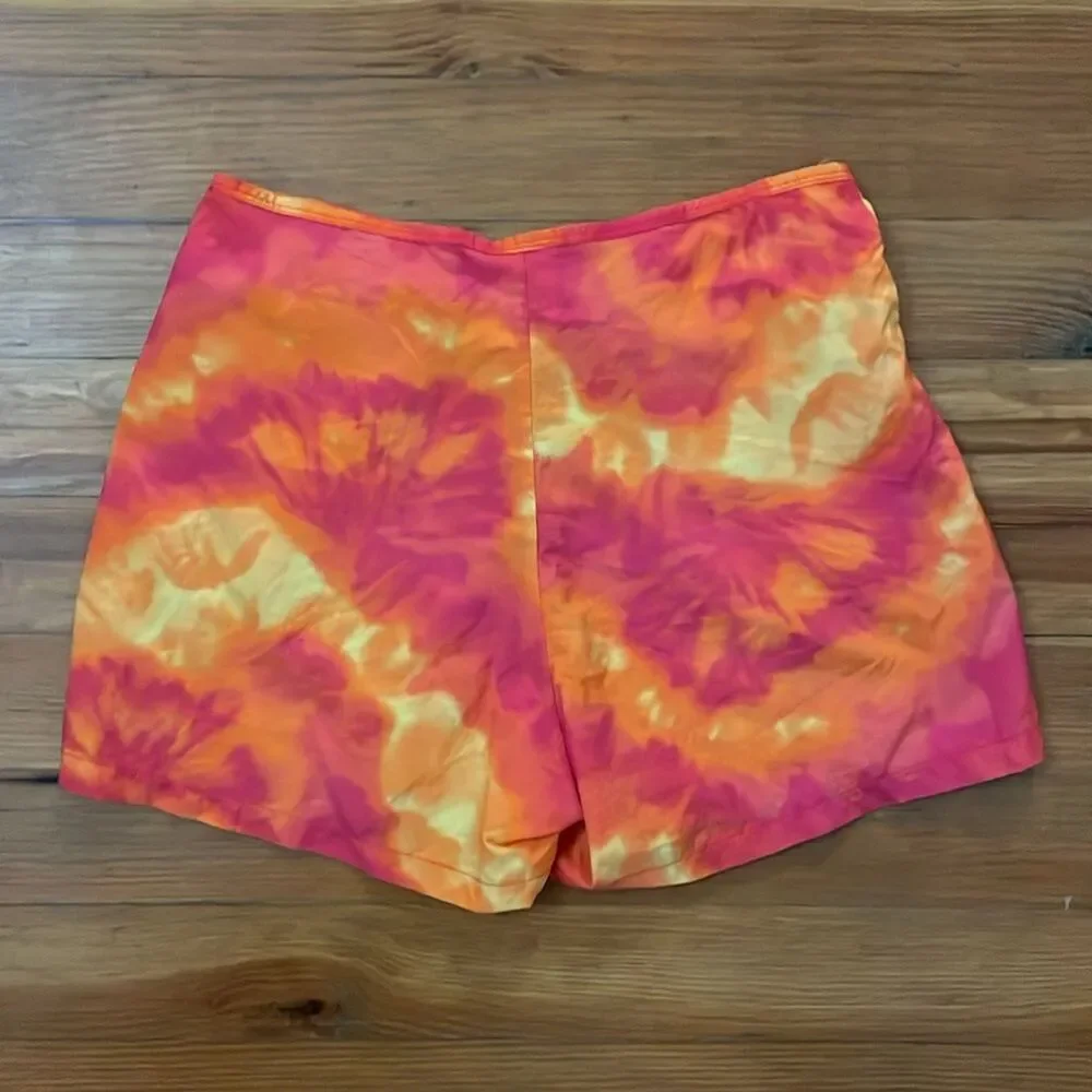 Catalina Vintage Tie Dye Swim Shorts Womens Large Y2K Pink High Waisted Nylon - Picture 4 of 9